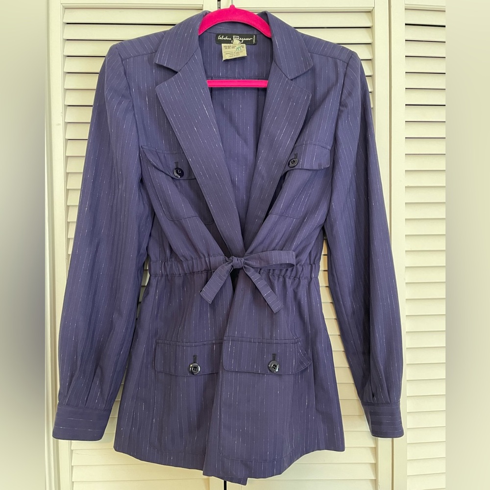 Salvatore Ferragamo Vintage Purple Blazer w Cinched Waist
